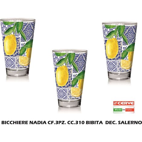 Set 3 Bicchieri da Tavola Acqua o Vino Nadia Salerno 310 cc Cerve
