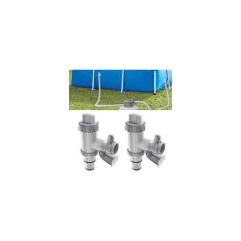 Schlauchadapter für Aufstellpools mit Wartungs-/Absperrventil und Schlauchhalter, Poolzubehör für Poolpumpensysteme, für 32/38-mm-Schläuche (2er-Pack)