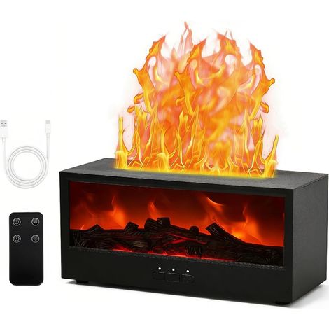 3D-Flammen-Diffusor für ätherische Öle, 150 ml Luftbefeuchter mit Kaminfunktion, Fernbedienung, 7-farbigem LED-Nachtlicht und Timer, Duftöl-Diffusor für Schlafzimmer, Zuhause und Büro (1/5)