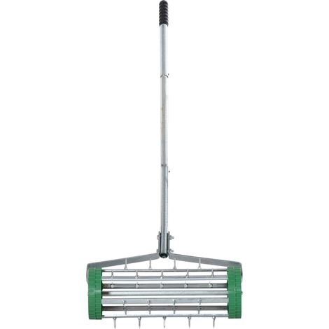 Aireador manual de césped 139 x 43,5 x 15 cm en acero galvanizado plateado y verde HAVRYA (1/5)