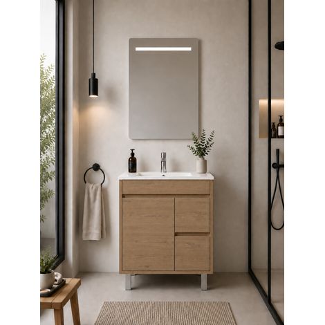 Mueble de baño con lavabo ORIGENBATH ISQUIA sin espejo 60x35 cm estepa (1/5)