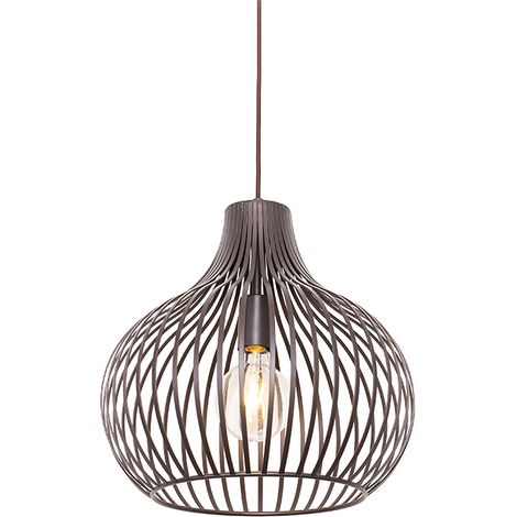 QAZQA Moderno Lámpara colgante moderna marrón 38 cm - Saffira Aluminio Redonda Adecuado para LED Max. 1 x 40 Watt