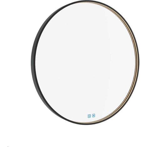 Nimco Specchi - Specchio con illuminazione LED, diametro 70 cm, sensore tattile, nero opaco ZPC 31001RVX-90 (1/5)