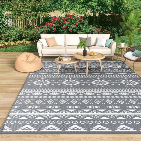 Tapis d'extérieur résistant aux intempéries, réversible 240x300 cm Natte en plastique imitation paille pour terrasse et tapis de jardin résistant aux UV pour camping-car (1/5)