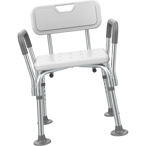 Chaise de douche avec accoudoirs rembourrés et dossier réglable, antidérapante, trous d'évacuation, siège de bain confortable pour personnes âgées, sans coussin (1/5)