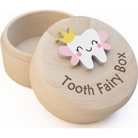 Boîte à dents en bois pour enfants, avec flacon transparent pour ranger les dents de lait perdues, joli cadeau souvenir de la fée des dents, couleur bois naturel (1/4)