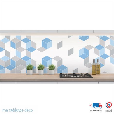 Crédence : Cubes et couleurs 5 - Couleur Bleu mer - Alu composite - 245 - 60 (1/3)