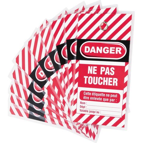 Lot de 10 étiquettes "DANGER - NE PAS TOUCHER" - Langue FR/GB/ES - THIRARD