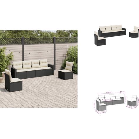 Salon de jardin 6 pcs avec coussins noir résine tressée - Salon De Jardin - Canapé Extérieur - Meuble De Jardin - Ensemble Salon De Jardin - Résine Tressée