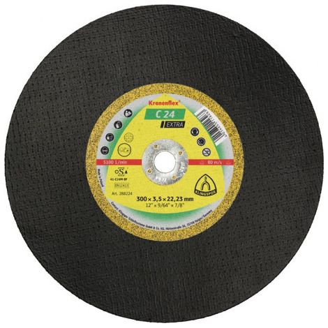 Disque à tronçonner C 24 Extra D300x3,5 mm droit perçage 20 mm KLINGSPOR (Par 10)