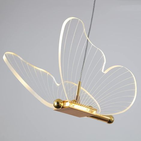 Lustre Papillon - Abat-jour En Acrylique Violet Rose - Lampe Suspendue À LED Dimmable 12 W - Pour Chambre D'enfant Escalier Cuisine Salle À Manger - 1 Pièce (1/5)