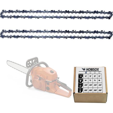 Chane de Trononneuse Pas de 0,325 Pouce Chane de 64 Maillons, épaisseur 1,3 mm, Lot de 2 - Compatible avec Stihl, Husqvarna, Makita - Convient aux Travaux de Jardinage et de Sylviculture (1/5)