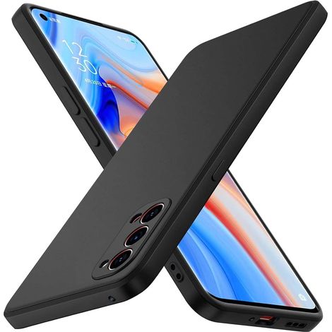 Étui Noir Mat pour Oppo Reno4 Pro 5G / Reno 4 Pro 5G, avec protection objectif, ultra-fin coque en silicone antichoc, bumper souple TPU anti-rayures.