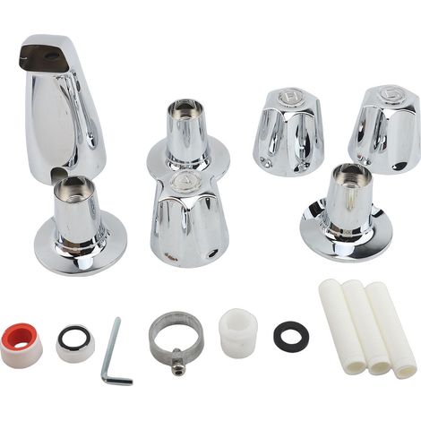 Kit finition baignoire douche zinc allié 3 boutons et bec – Filetage mâle 1/2 connexion tuyau 3/4 IPS plaqué, salle de bain (1/5)