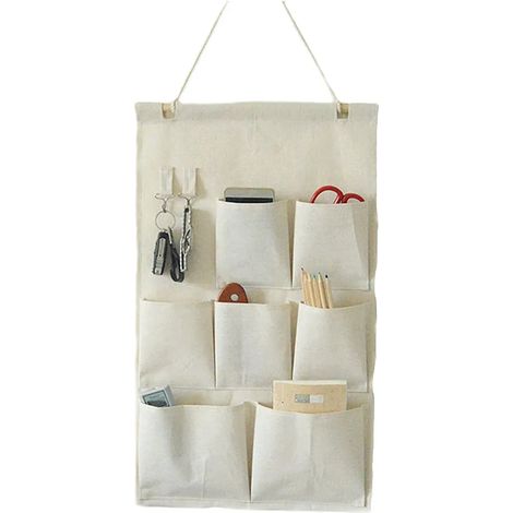 Sac de rangement mural imperméable en coton pour chambre, salle de bain, cuisine (1/5)