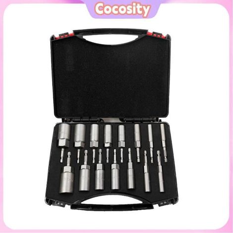 Cocosity Douille hexagonale 15 pièces jeu de forets à écrou électrique 5,5-19 mm quincaillerie cle Argent 5,5-19 mm (15 tailles) (1/5)