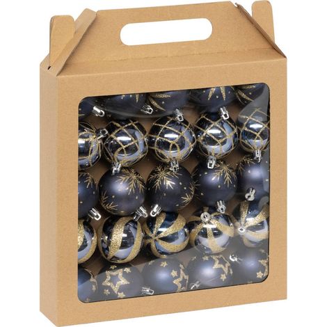 Chucherías Christmas Colorama, paquete de 25, plástico reciclado, D6cm, azul-dorado - Atmosphera créateur d'intérieur
