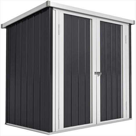 Abri de jardin acier 1,26 m² double porte noire et blanche 147 x (1/5)