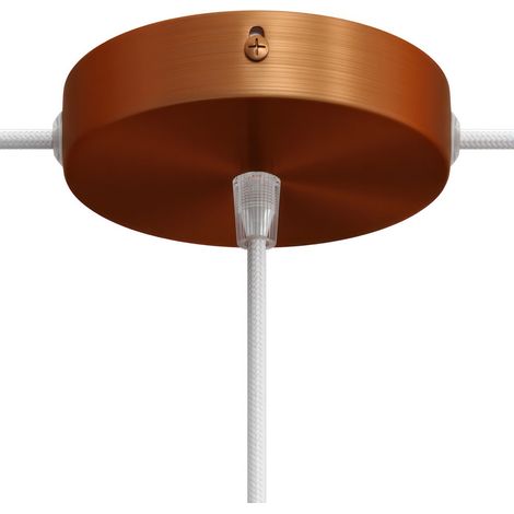 creative cables - Kit rosace cylindrique en métal avec 1 trou central et 2 trous latéraux - Conique, cuivre satiné