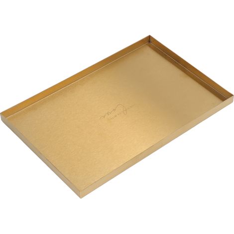 Plateau de rangement rectangulaire doré luxueux, plateau en acier inoxydable nordique, plateau de rangement de maquillage pour bureau (grand modèle rectangulaire) (1/5)