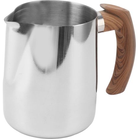 Milchkanne aus Edelstahl 304 mit tropffreiem Ausgießer, Innenskala, Griff, silberfarben, 600 ml (1/5)