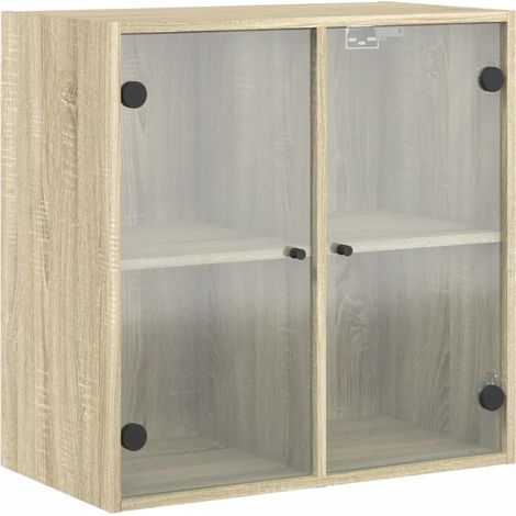 Maison Exclusive - Mobile a Muro con Ante in Vetro Rovere Sonoma 68x37x68,5 cm