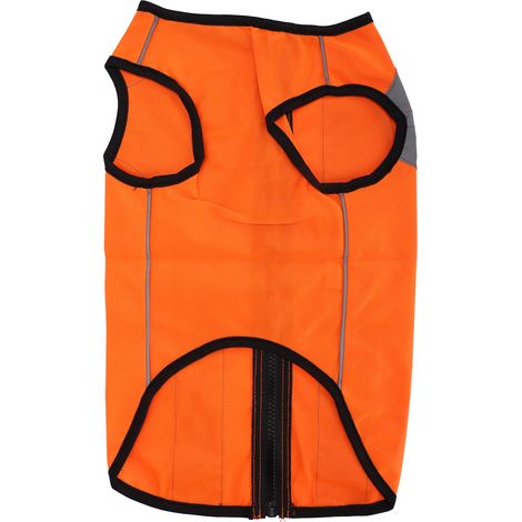 Jeffergarden Vêtements de sécurité de nuit pour animaux de compagnie, veste brillante, gilet léger réfléchissant, fermeture éclair pour chiens, Orange fluorescent XL (1/4)