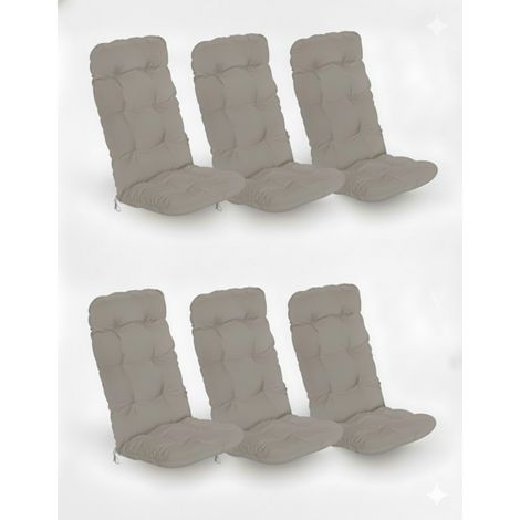 Lot de 6 coussins pour fauteuils à haut dossier Flair HL, 120x50x8cm, gris clair