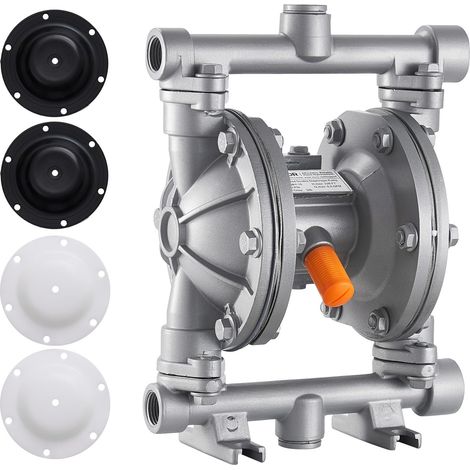 VEVOR Pompa Pneumatica a Doppia Membrana, 132 L/min, Ingresso e Uscita da 25,4 mm, Pompa di Trasferimento Pneumatica, Corpo in Lega di Alluminio, Azionata ad Aria per Diesel, Grasso (1/5)