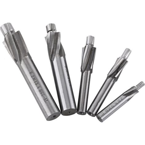 End Mill, 5pcs M3-M8 4 Flutes HSS-AL Slotted Milling Cutter Drill Bits HRC6568° Metal Milling Cutter for Copper, Aluminum, Steel, Cast Iron (1/5)