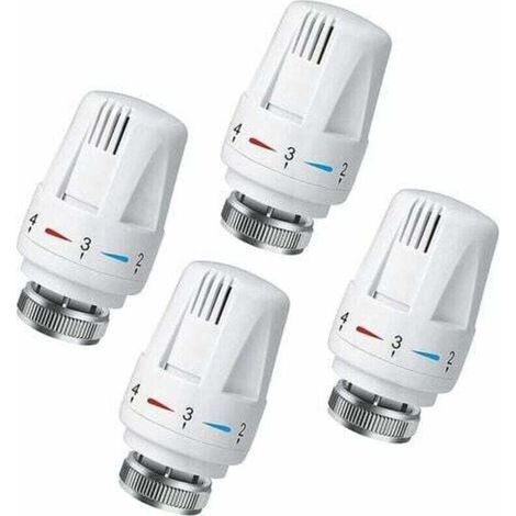 Ensemble de 4 têtes de vanne thermostatique, accessoires de vanne thermostatique, tête de vanne thermostatique de radiateur, tête de remplacement de vanne de radiateur, convient pour thermostat blanc (1/4)