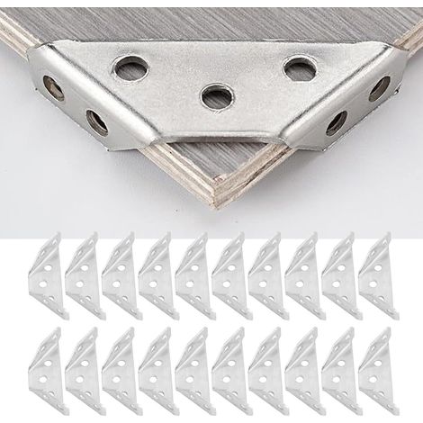 Connecteur d'angle pour meubles - Équerre robuste en acier inoxydable - 20 Pièces avec vis et tournevis inclus (1/5)