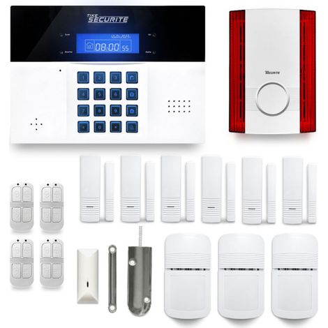 Alarme maison sans fil DNBi37 – Double connectivité box internet et GSM – Détecteurs de mouvement et d'ouverture – Installation rapide – Tike Sécurité (1/4)