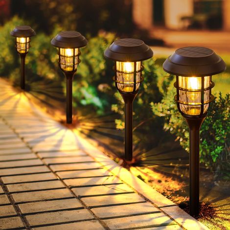 Outdoor Solar Aisle Lights, Bright Solar Lights Outdoor, IP65 Waterproof Automatic On/Off Solar Garden Lights Solar Landscape Lighting, Suitable for Courtyard Terrace Walkway Driveway. (1/5)