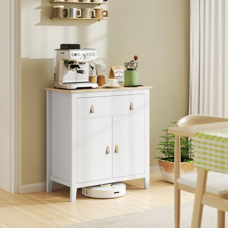 Wohnzimmer-Sideboard mit 2-türigem Schrank, Schublade und verstellbarem Einlegeboden, 80 x 40 x 90 cm, weiß