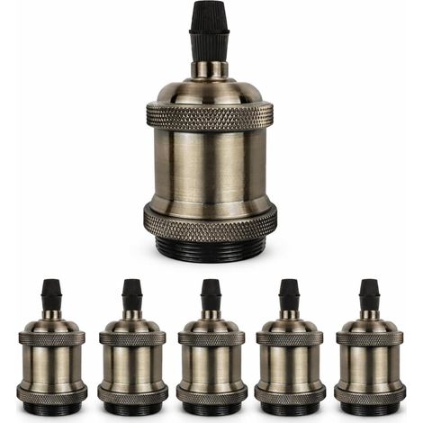 E27 Vintage 6 Piece E27 Lamp Socket, Retro Metal and Ceramic Lamp Holder, Edison Socket for Pendant Lights, Ceiling Lights (1/5)