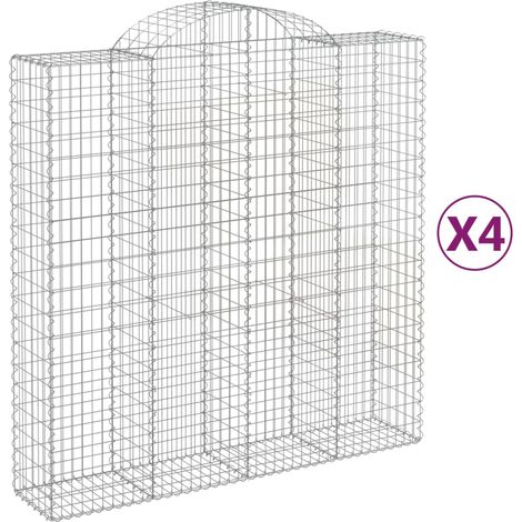 Set 4 cestini per gabbioni recinzione a gabbia muro di contenimento ad arco 200 x 50 x 200/220 cm ferro zincato Argento 020041447