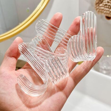 NALOOKAMIC Paquet de 6 crochets de porte de douche en acrylique transparent