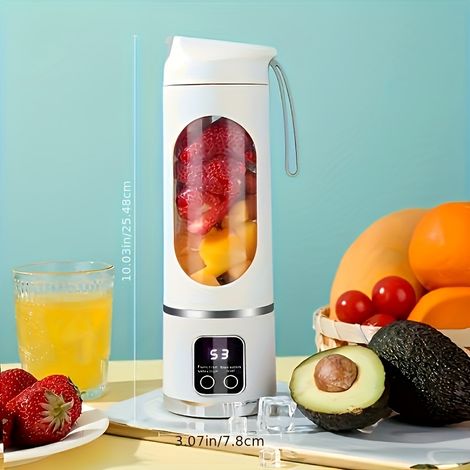 Blender et extracteur de jus portable rechargeable par USB - Facile à nettoyer, idéal pour les boissons aux fruits et légumes et les milkshakes - Capacité de 300 à 500 ml (1/5)