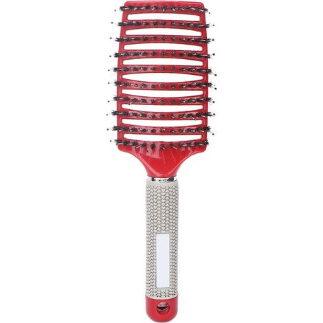 Brosse à cheveux vapeur courbée professionnelle, peigne démêlant pour cheveux bouclés, épais, raides, secs ou mouillés, rouge (1/5)