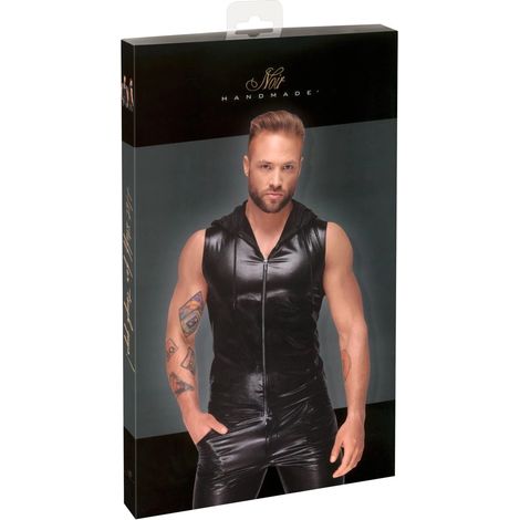 Noir – Sexy Herren-Kapuzenweste in Schlangenlederoptik, Schwarz, Größe M (1/5)