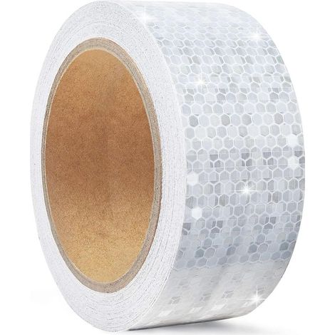 HOXILEELEO - 5cm x 10m Bande Reflechissante Autocollante pour L'extérieur,Bande Fluorescente Casque Moto,Blanche Ruban de Sécurité Réfléchissant étanche,Bande D'avertissement pour Voitures,Camions et  (1/5)