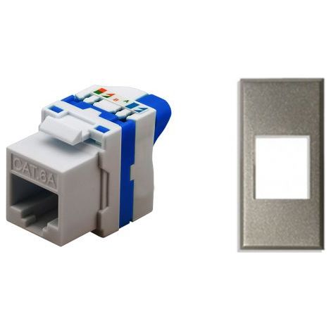 TechLy presa di rete RJ45 UTP CAT.6a tooless + Axolute grigio