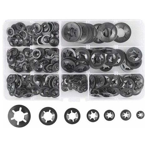 DPZO 280 Pcs Rondelles De Blocage Rondelles De Verrouillage, Rondelles À Verrouillage Rapide De Rondelles De Verrouillage En Acier M3 M4 M5 M6 M8 M10 M12, 7Tailles, Noir-DPZO (1/4)