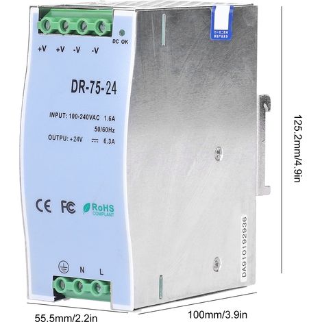 Geregelte und einstellbare LED-Netzteile der Serie DR-75, DIN-Schienen-Schaltnetzteile der Serie DR-75-24 (1/5)
