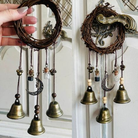 Grelot Suspension Porte - En Rotin Naturel - Hauteur 33 Cm - Décoration Murale ou Fenêtre - 1 Pièce (1/5)
