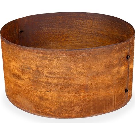 Bordure de Jardin pour Arbre en Acier Corten Ø 40 cm, Hauteur 20 cm - Bordure de Pelouse en Métal Ronde - Montage Facile, Accessoires et 1 Paire de Gants Inclus (1/5)