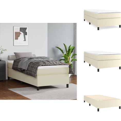 Bettgestell Creme 90x190 cm Kunstleder - Bettes - Schlafzimmermöbel - Kunstledersofa - Boxspringbetten - Doppelbett (1/5)
