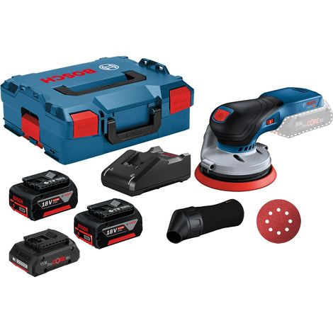 Ponceuse excentrique sans fil GEX 18V-125 Bosch / 1x 4,0 Ah + 1x 4,0 Ah ProCORE18V + 1x 5,0 Ah batterie + chargeur dans L-Boxx