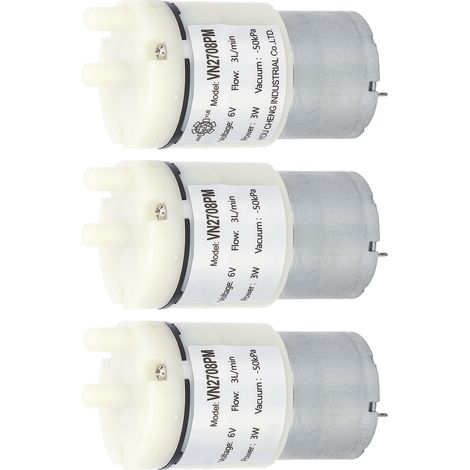 Lot de 3 mini-pompes à membrane, mini-pompes à eau à vide, pompes à air pour aquariums, 6 V CC (VN2708PM) (1/5)